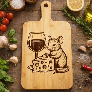 Custom Laser Engraved Bamboo Cutting Board - 15.5 X 7.6 Inch - Mouse Images
